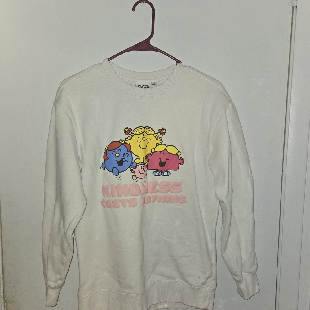 White Sweatshirt, Little Miss, Kindness Costs Nothing.